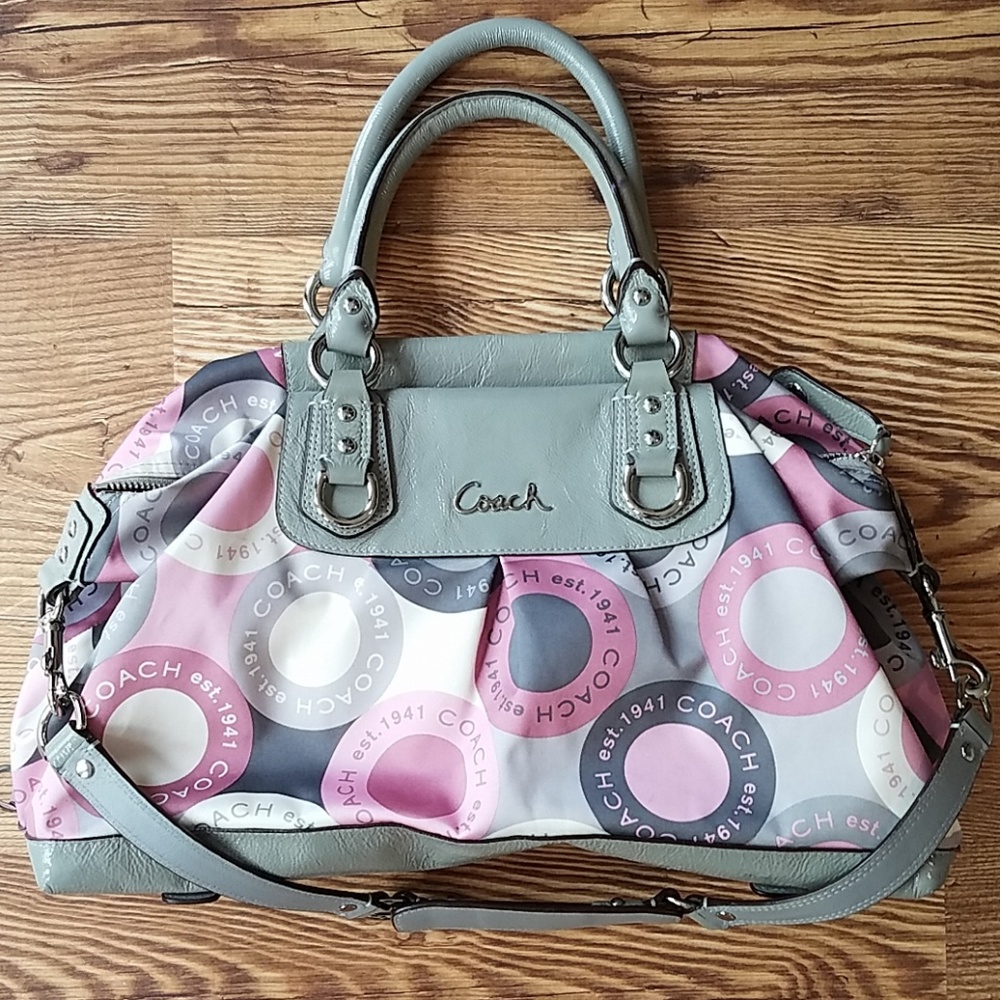 Pink and Grey Coach Bag